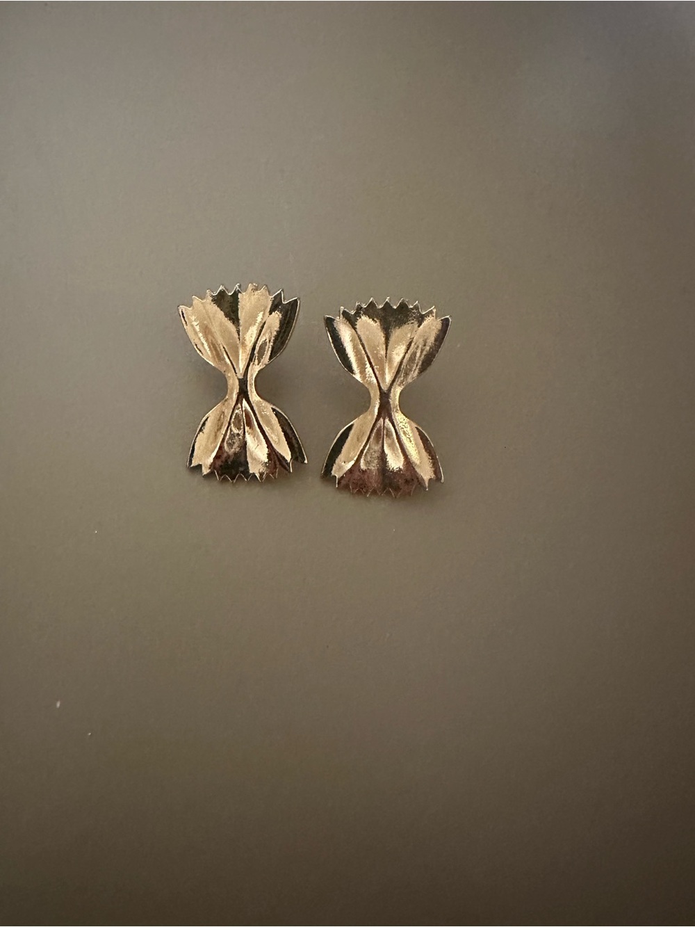 Gold-Tone Farfalle Bowtie Pasta Stud Earrings